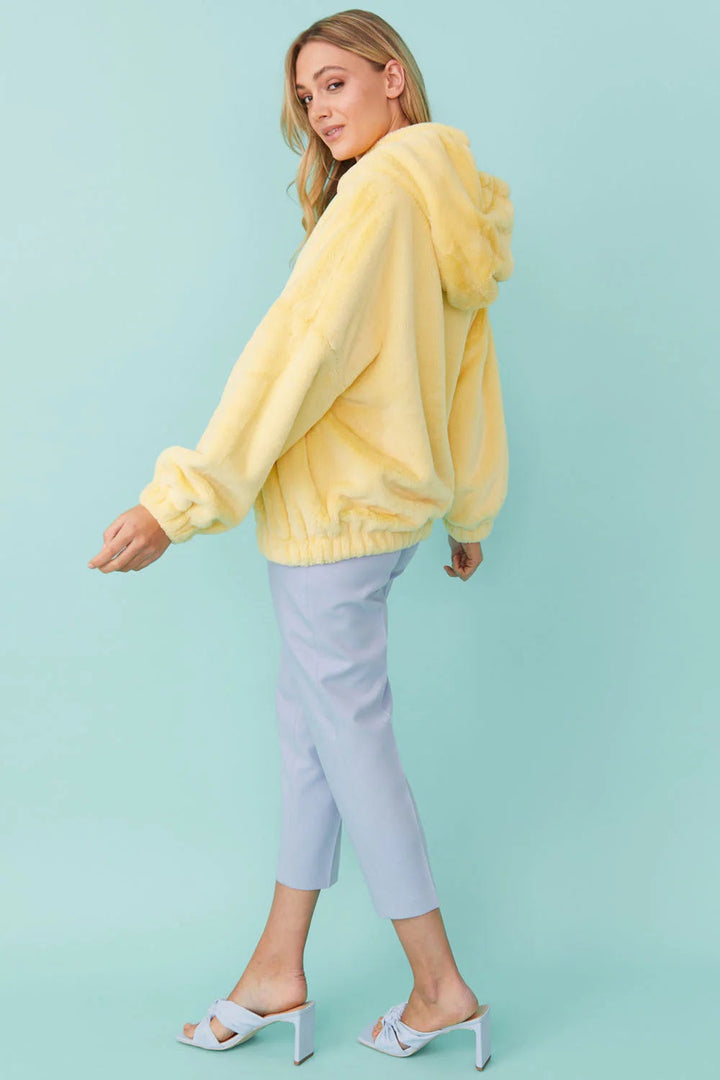 Buy Me Fur - Women's Faux Fur Oversized Yellow Hoodie by Buy Me Fur