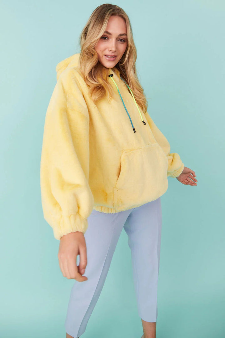 Buy Me Fur - Women's Faux Fur Oversized Yellow Hoodie by Buy Me Fur