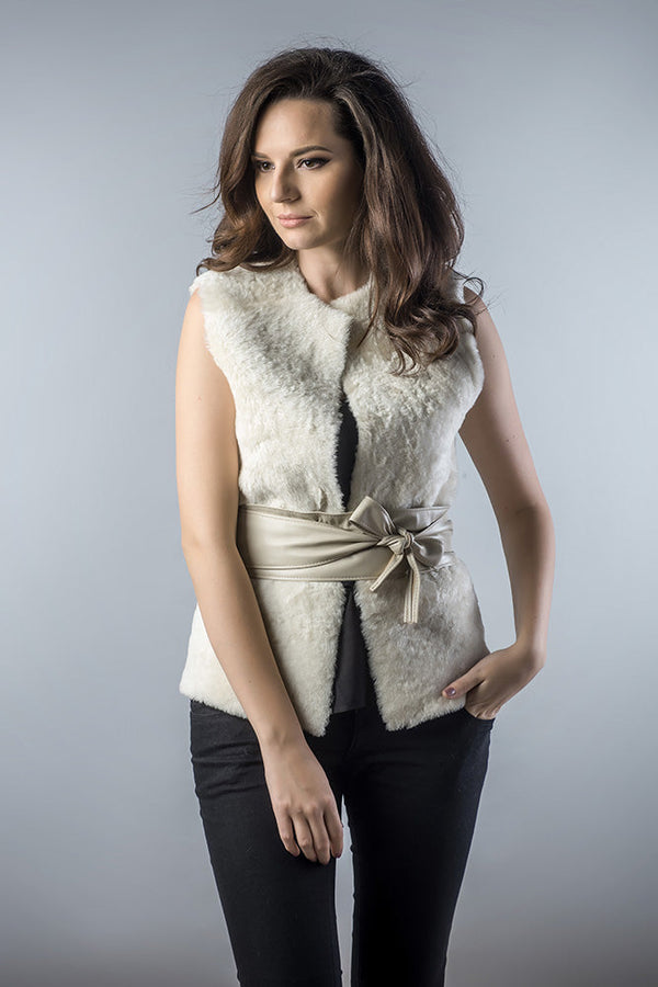 Light Brown Reversible Natural Nappa Sheepskin Fur Vest by Buy Me Fur Ltd