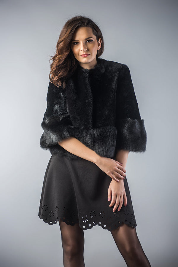 Black Short Sleeve Genuine Nappa Lambskin Mouton Fur Vest by Buy Me Fur Ltd