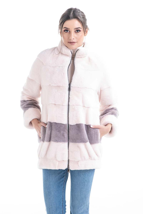 Pink Genuine Mink Fur Coat by Buy Me Fur Ltd