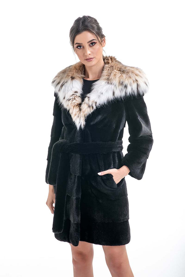 Blackglama Mink Fur Coat with Lynx Fur Collar by Buy Me Fur Ltd