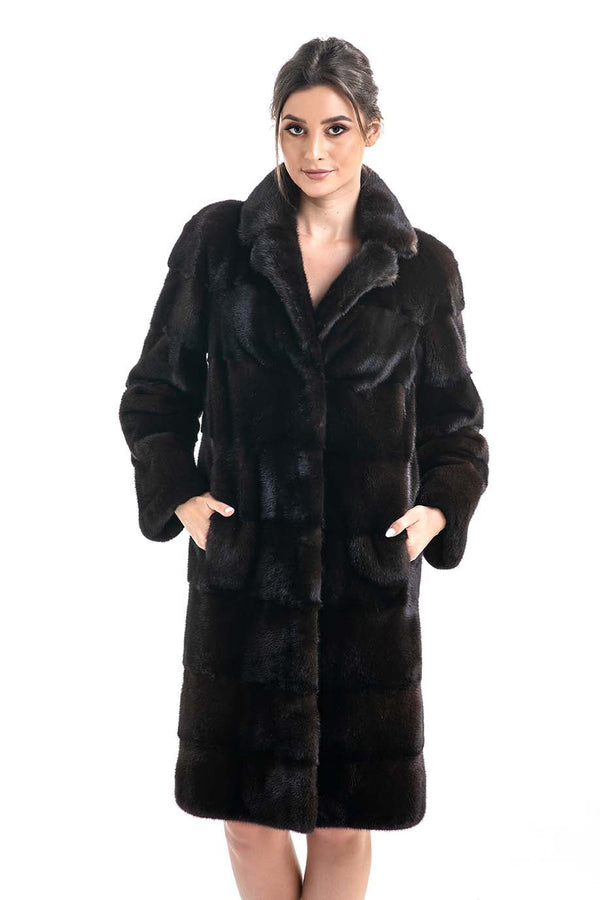 Dark Brown Genuine Mink Fur Coat by Buy Me Fur Ltd