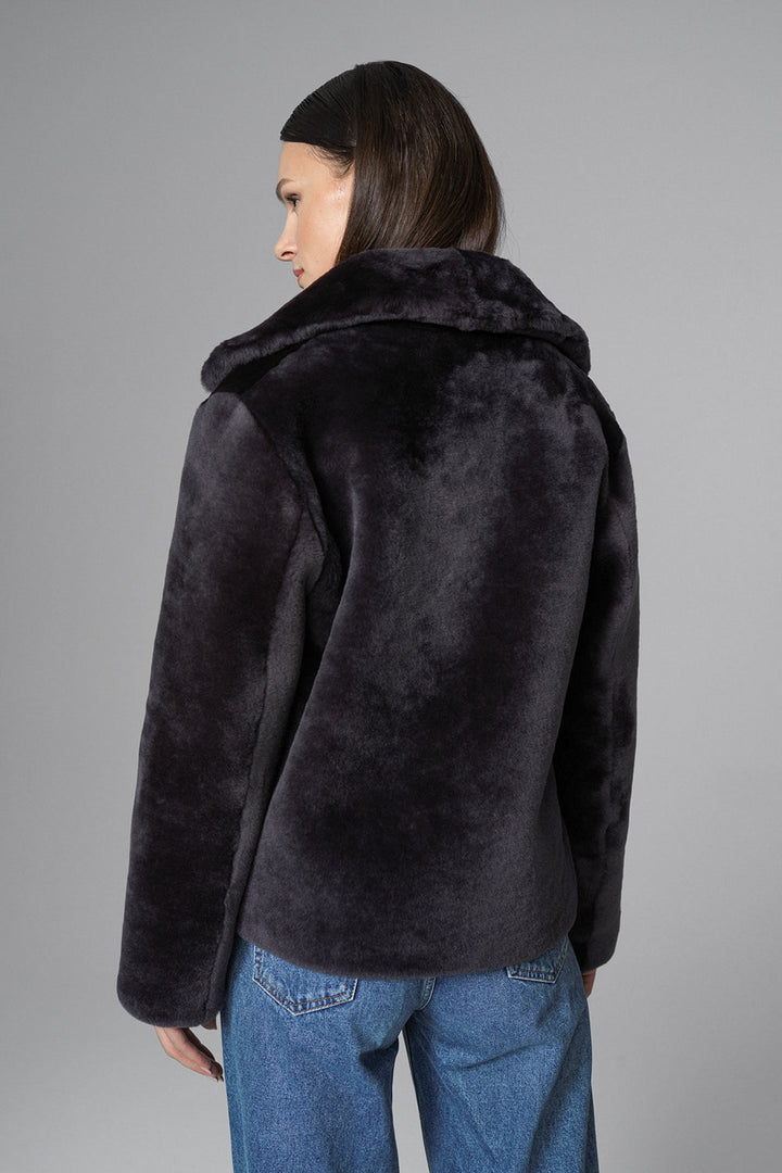 Gray Merino Sheepskin Fur Jacket by Buy Me Fur Ltd