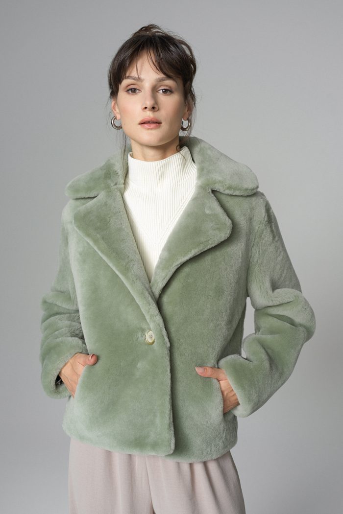 Mint Merino Sheepskin Fur Jacket by Buy Me Fur Ltd