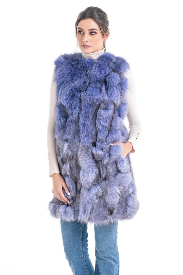 Purple Genuine Fox Fur Vest by Buy Me Fur Ltd