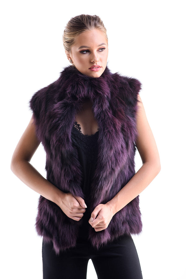 Burgundy Genuine Arctic Polar Fox Fur Vest by Buy Me Fur Ltd