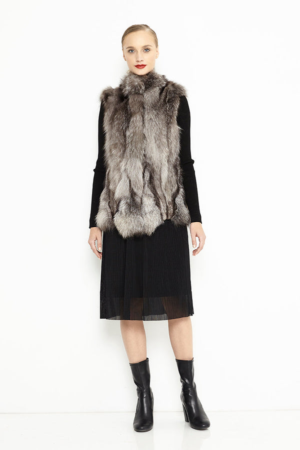 Silver Genuine Arctic Polar Fox Fur Vest by Buy Me Fur Ltd