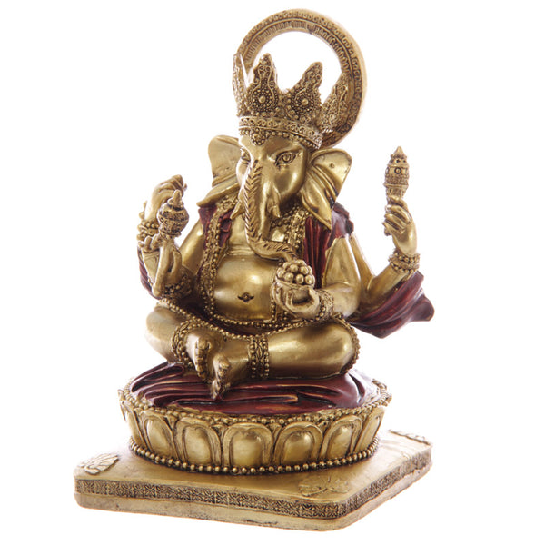 Decorative Gold and Red 14cm Ganesh Statue GAN06