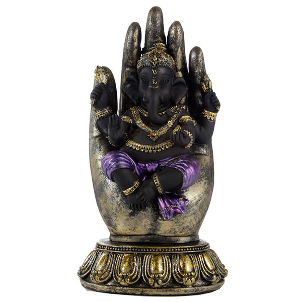 Decorative Purple, Gold & Black Ganesh - In Hand GAN13