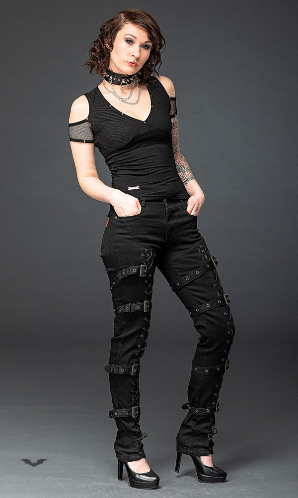 Queen of Darkness - Gothic pants with lacing and buckles