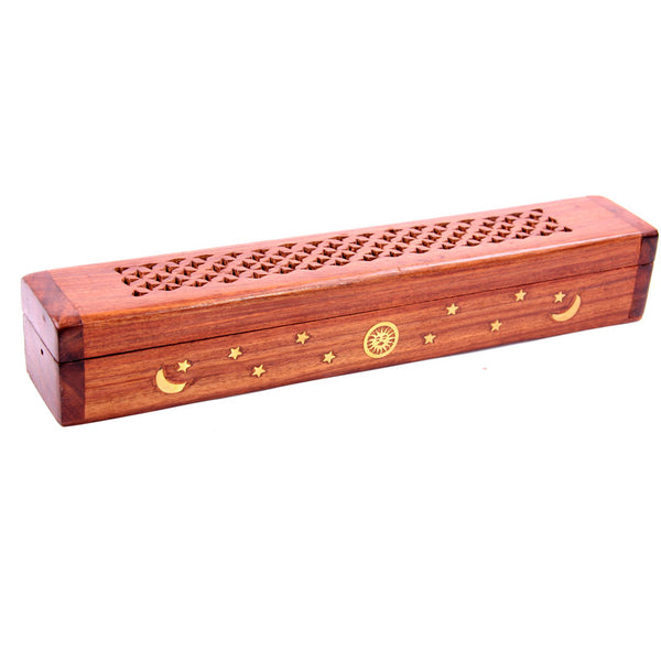 Decorative Sheesham Wood Box with Sun and Stars Design IF119 by Puckator