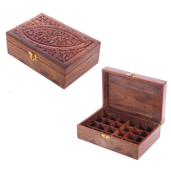 Decorative Sheesham Wood Carved Compartment Box Large IF189