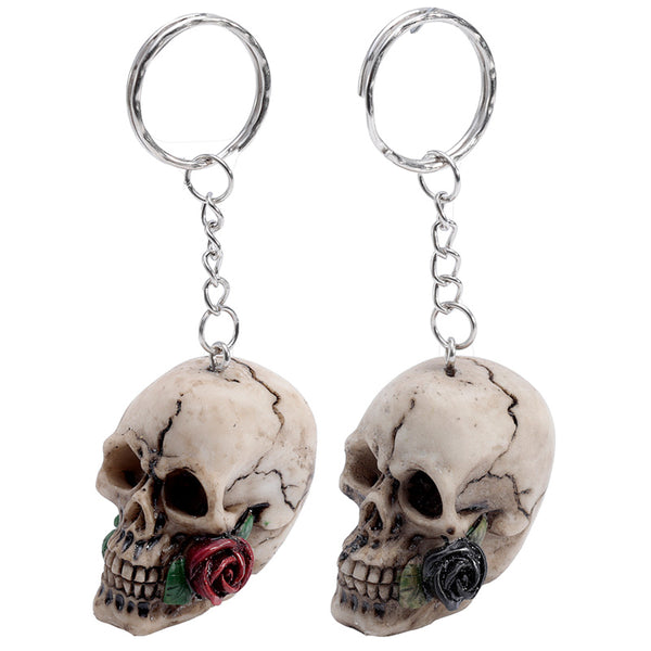 Novelty Keyring - Skulls and Roses Skull with Rose KEY171 by Puckator