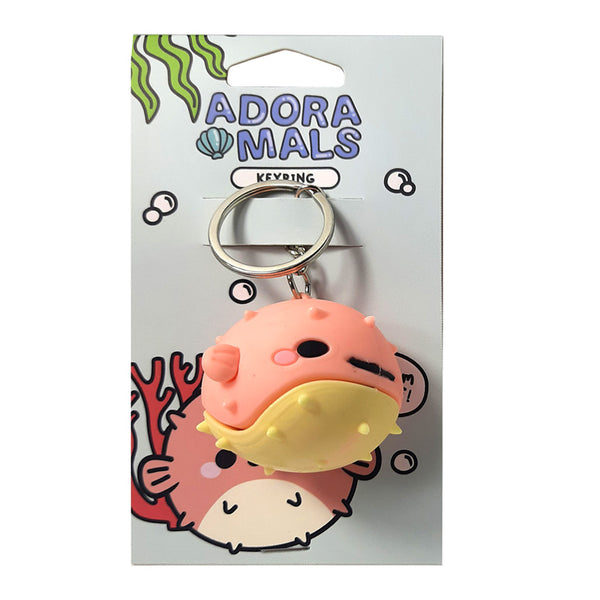 3D PVC Keyring - Adoramals Puff the Puffer Fish KEY278-0