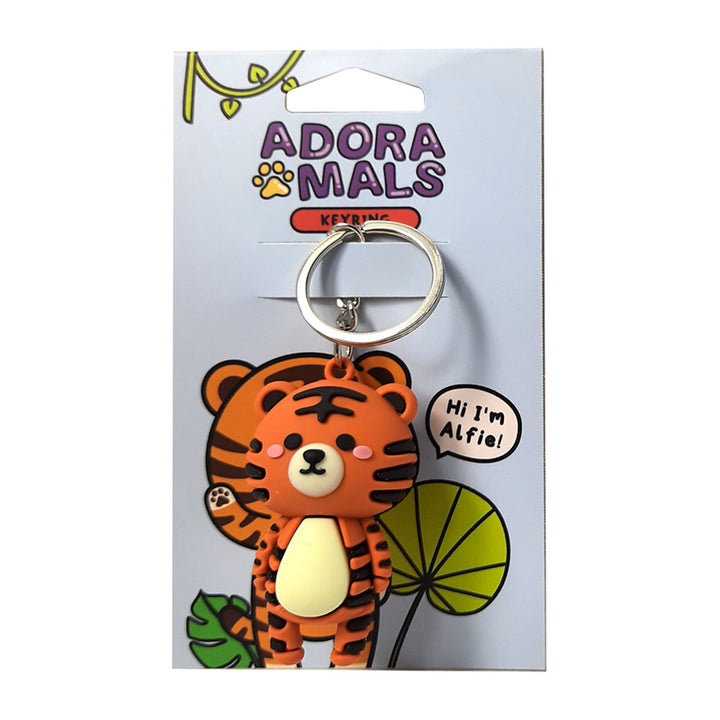 3D PVC Keyring - Adoramals Alfie the Tiger KEY280 by Puckator