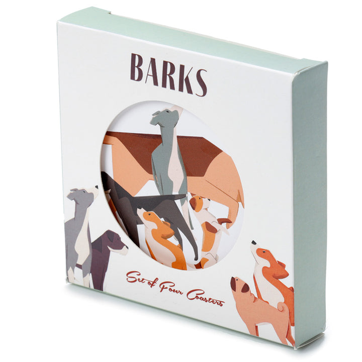 Set of 4 Cork Novelty Coasters - Barks Dog KP70-0