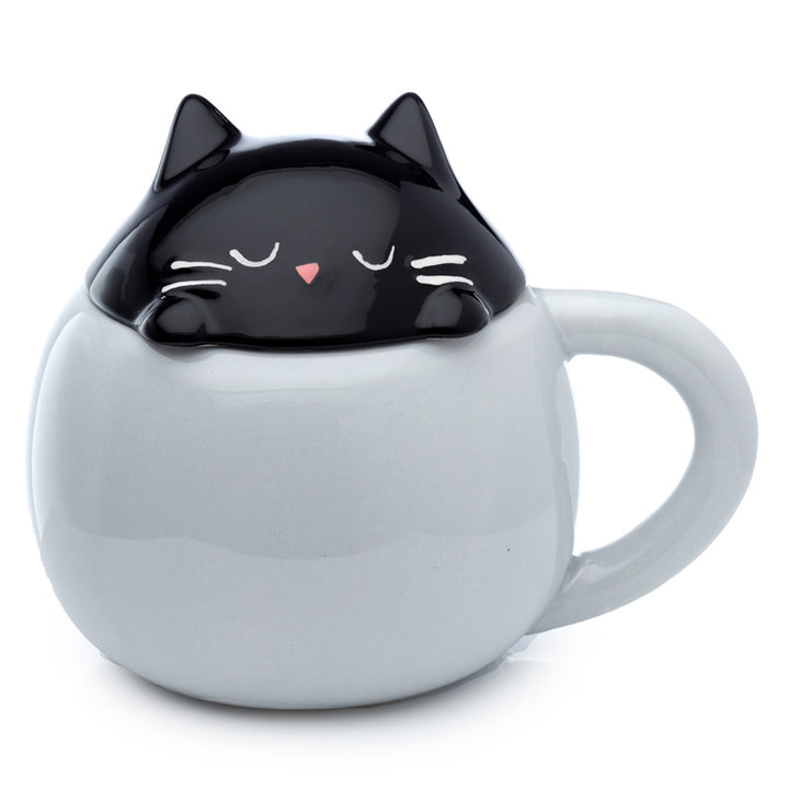 Peeping Lid Ceramic Lidded Animal Mug - Feline Fine Cat LMUG02 by Puckator