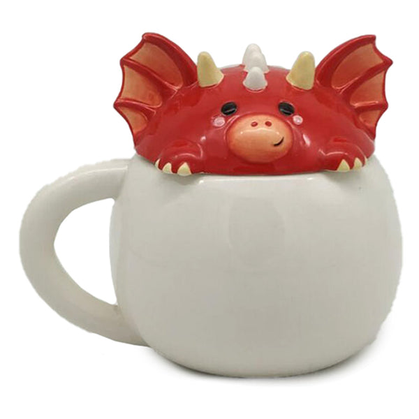 Peeping Lid Ceramic Lidded Animal Mug - Welsh Dragon LMUG08-0