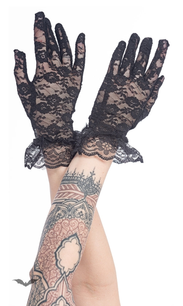 Queen of Darkness - Lace gloves with ruffles