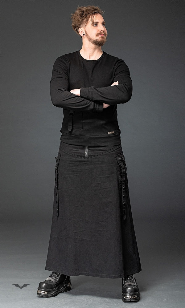 Queen of Darkness - Long skirt with black applications and p by Queen Of Darkness