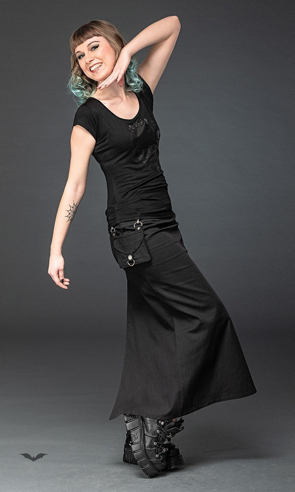 Queen of Darkness - Long skirt with removable pocket and slit