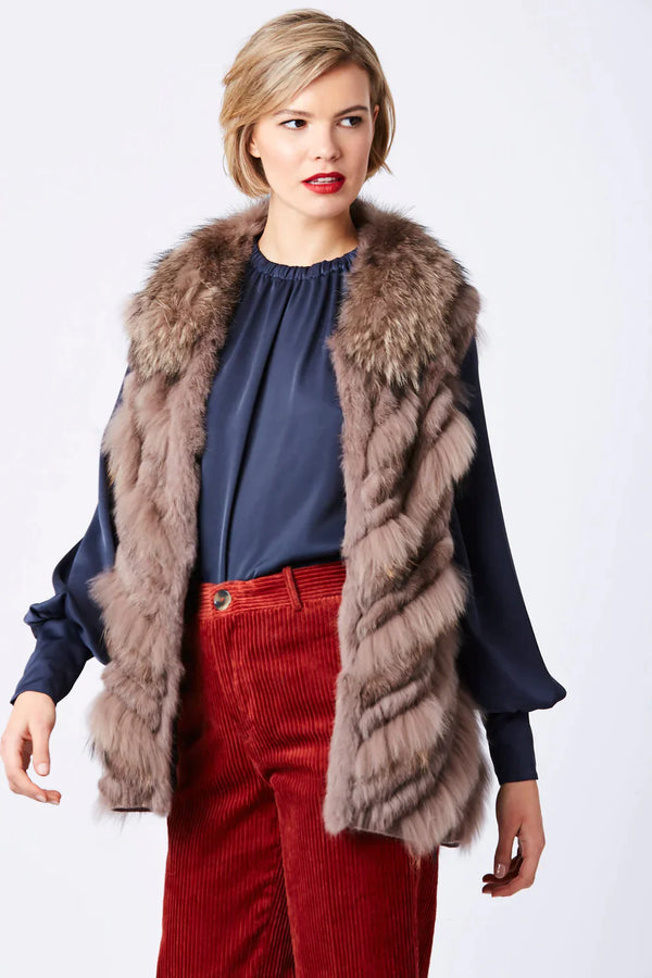 Mocha Fox and Coney Fur Gilet by Buy Me Fur Ltd