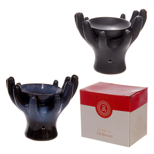 Ceramic Hands Design Dark Glazed Oil Burner OB176