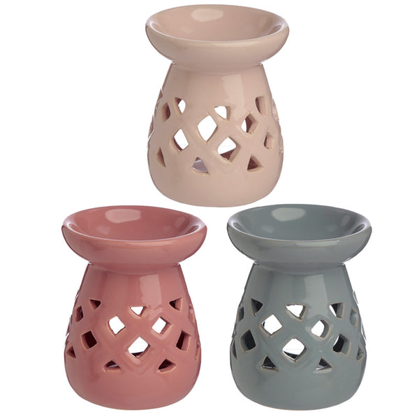 Lattice Cut-Out Ceramic Pastel Colour Eden Oil and Wax Burner OB328-0