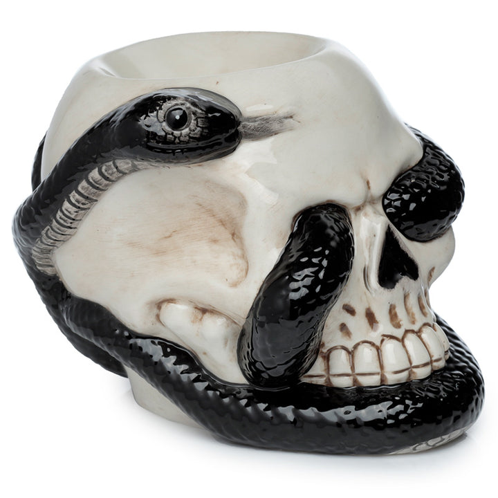 Ceramic Shaped Oil Burner - Coiled Snake and Skull OB381 by Puckator