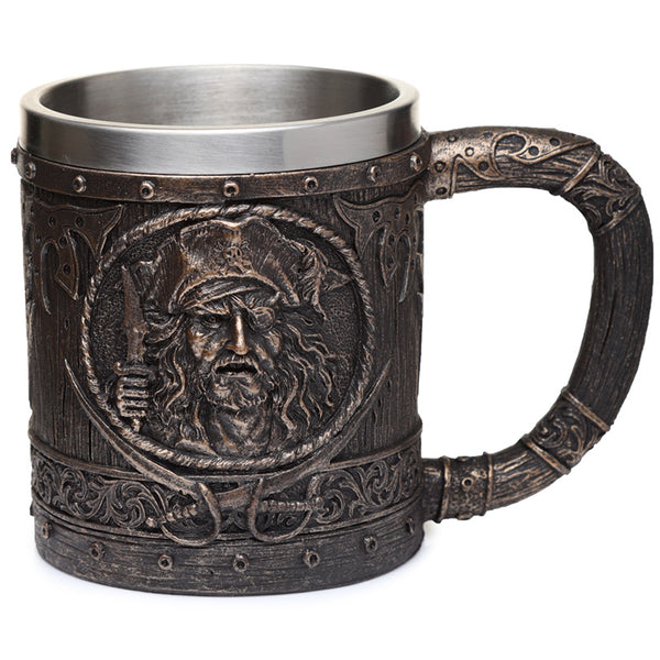 Decorative Tankard - Brushed Gold Wood Effect Pirate PIR03-0