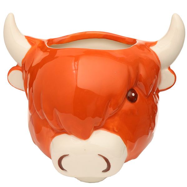 Decorative Ceramic Indoor Wall Planter/Plant Pot - Highland Coo Cow PLAN09-0