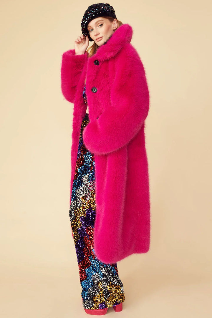 Buy Me Fur - Women's Pink Knitted Bamboo Faux Fur Coat by Buy Me Fur