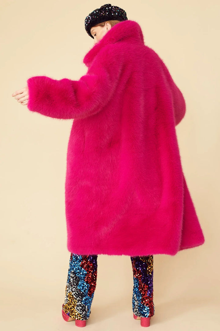 Buy Me Fur - Women's Pink Knitted Bamboo Faux Fur Coat by Buy Me Fur