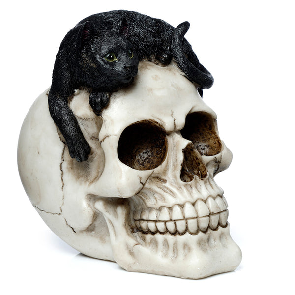 Fantasy Skull Ornament - Skull with Black Cat SK334 by Puckator