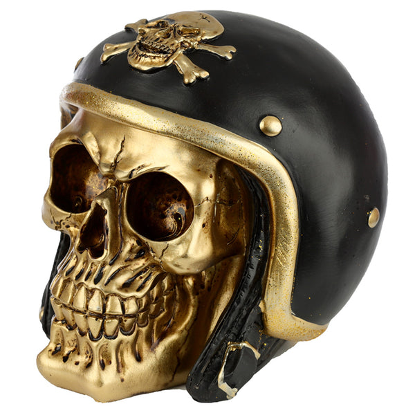 Fantasy Biker Helmet Gold Punk Skull Ornament SK337