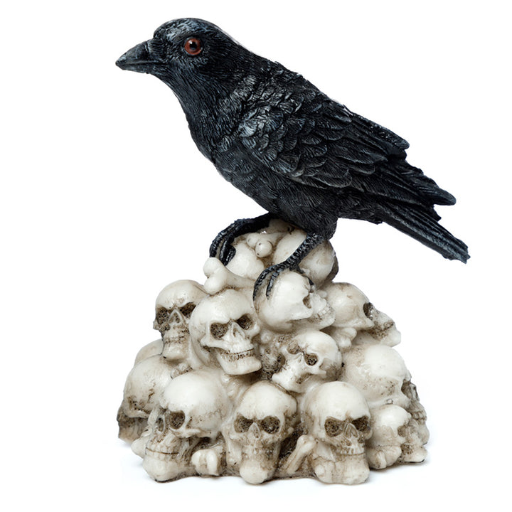 Crow Standing on Pile of Skulls Ornament SK349-0