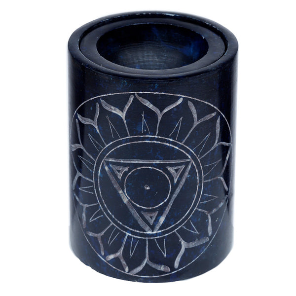 Dark Blue Soapstone Carved Chakra Oil Burner SOB24