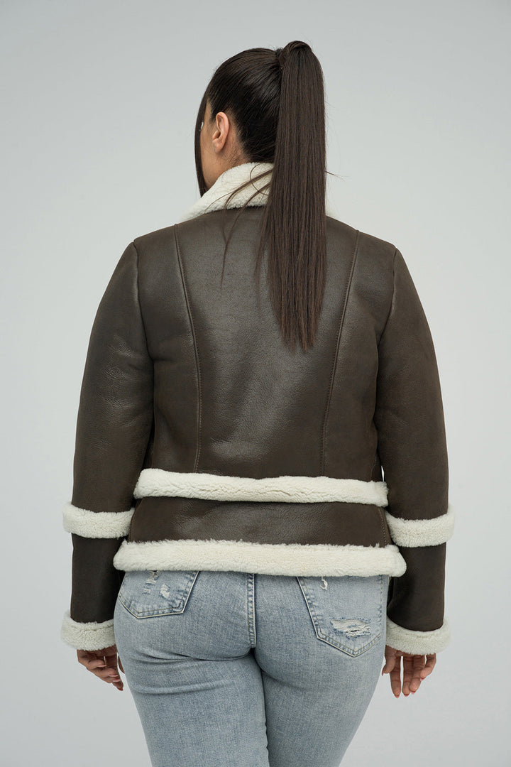 Brown Merino Shearling Leather Jacket by Buy Me Fur Ltd