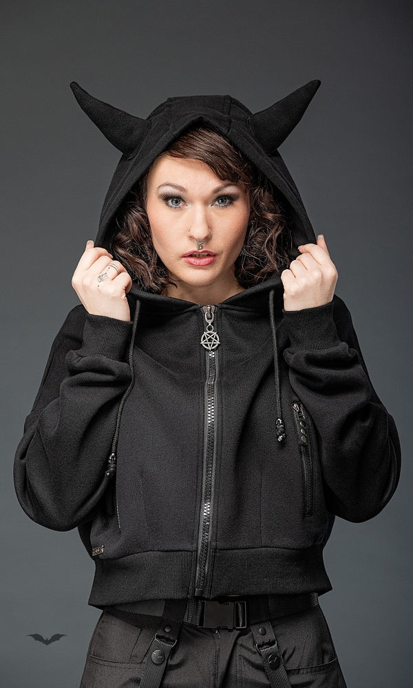 Queen of Darkness - Short jacket, hood with horns