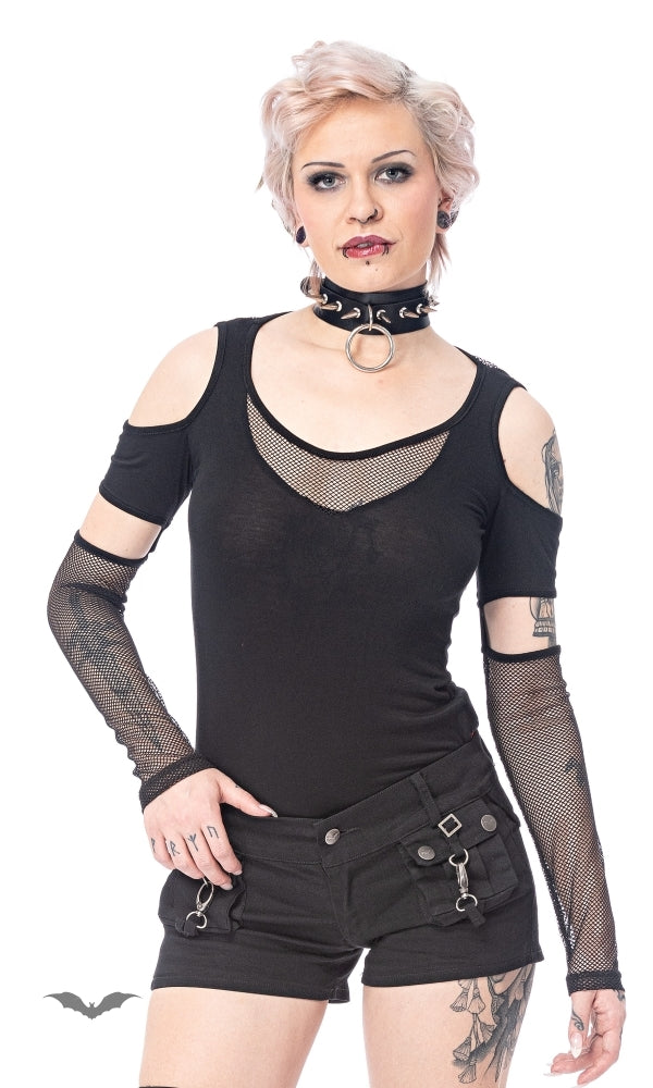 Queen of Darkness - Shoulder-free longsleeve shirt with mesh by Queen Of Darkness