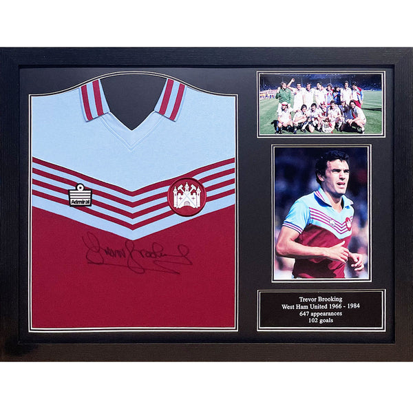 West Ham United FC 1980 Brooking Signed Shirt (Framed) by West Ham United FC