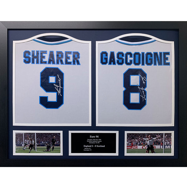 England FA 1996 Shearer & Gascoigne Signed Shirts (Dual Framed) by England FA