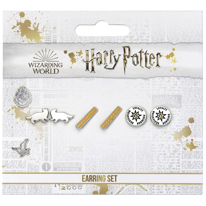 Harry Potter Silver Plated Earring Set Hufflepuff by Harry Potter