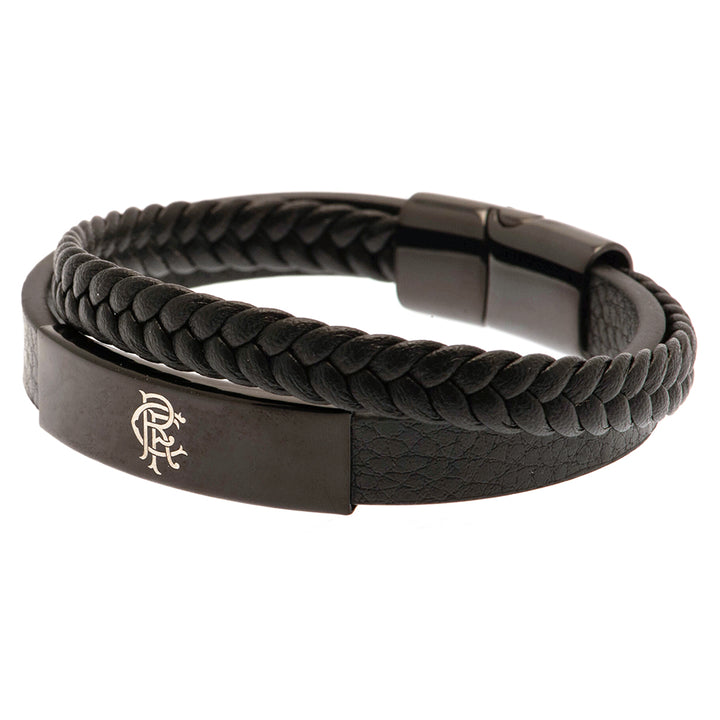 Rangers FC Black IP Leather Bracelet by Rangers FC