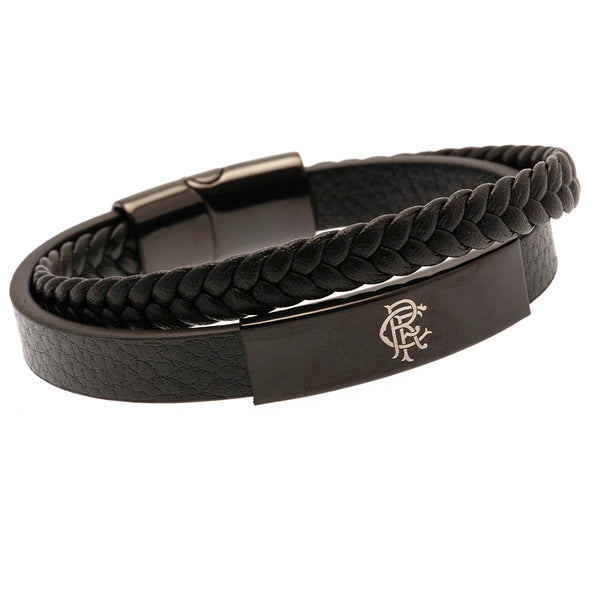 Rangers FC Black IP Leather Bracelet by Rangers FC