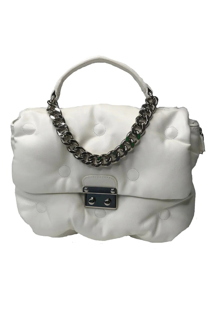 White Lulu Handmade Faux Leather Satchel-2