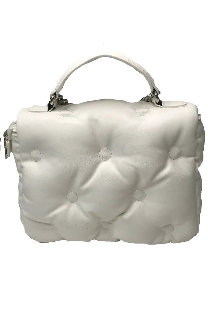 White Lulu Handmade Faux Leather Satchel-3