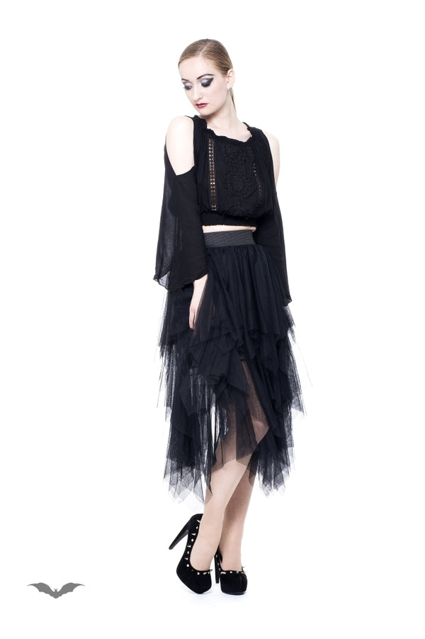 Queen of Darkness - Layered asymmetric tulle skirt