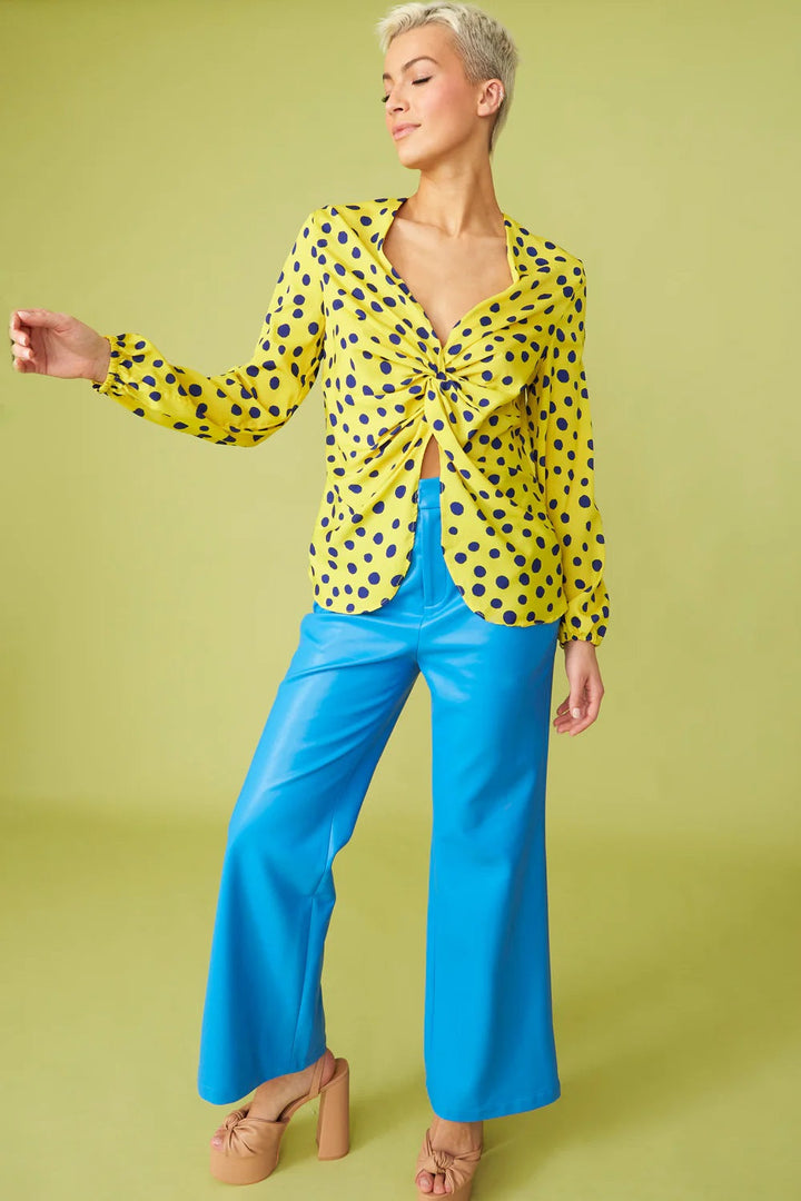 Yellow Silk Blend Polka Dot Parma Blouse-1